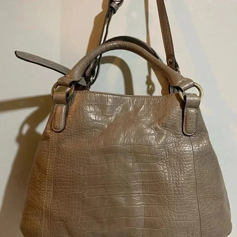 G.I.L.I. Grey leather satchel handbag - Picture 3 of 13